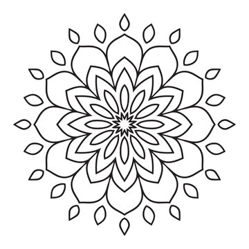 Easy mandala like flower or star, basic and simple mandalas Coloring Book for adults, seniors, and beginner. Digital drawing. Floral. Flower. Oriental. Book Page