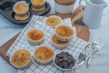 sweet home made Vanilla Muffin with chocolate