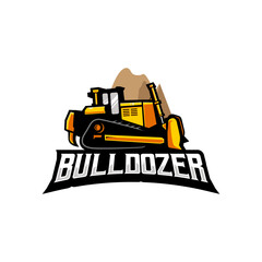 Bulldozer logo design vector for construction company © Artchilles