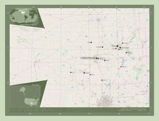 Oklahoma, United States of America. OSM. Labelled points of cities
