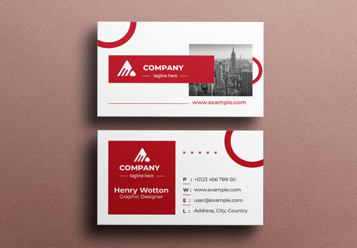 Business Card Red Theme Design Template
