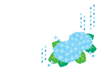 雨と紫陽花のベクターイラスト
