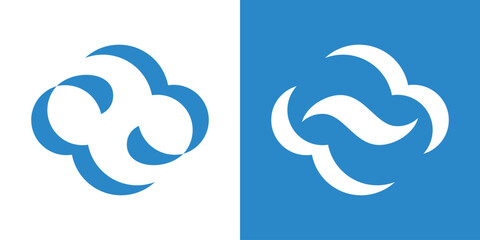 cloud and wave logo design icon vector illustration