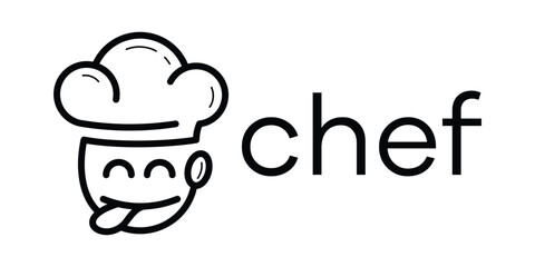 chef logo design icon line vector illustration