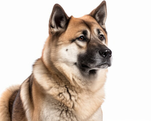 Fototapeta premium photo of Akita dog isolated on white background. Generative AI
