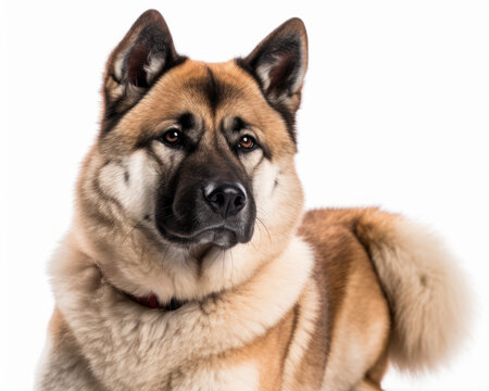 photo of Akita dog isolated on white background. Generative AI