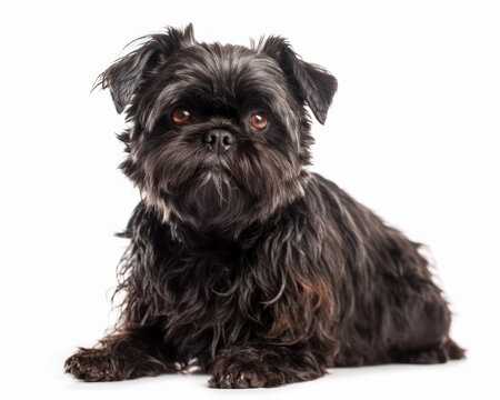 photo of addax affenpinscher isolated on white background. Generative AI