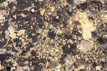 walls in a mountain cave, natural stone, cut structure, material for construction work and design solutions.