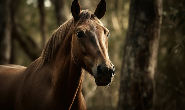 photo of American Quarter Horse in its natural habitat outdoors. Generative AI