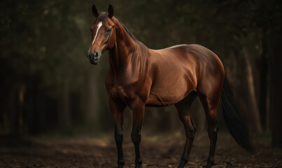 photo of American Saddlebred horse in its natural habitat outdoors. Generative AI
