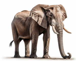 photo of African bush elephant isolated on white background. Generative AI