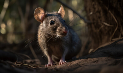 photo of African pouched rat in its natural habitat outdoors in Africa. Generative AI