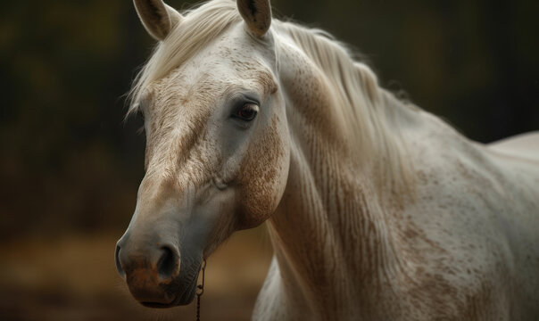 photo of Albino horse in its natural habitat outdoors. Generative AI