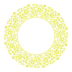 Decorative frame Elegant vector element for design in Eastern style, place for text. Floral yellow and white border. Lace illustration for invitations and greeting cards
