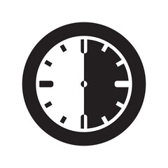 Time half past symbol icon, vector illustration, black on white background