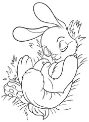 This adorable rabbit illustration is perfect for coloring book enthusiasts of all ages. With its cute and playful design, it's sure to inspire creativity and provide hours of relaxation and fun.