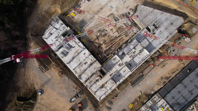 Heavy equipment and cranes on construction