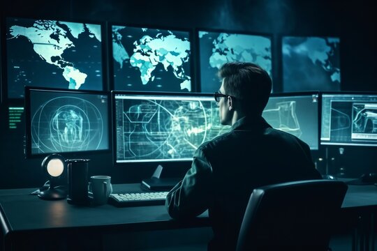 Spies Monitoring Military Operations in Cyberspace / サイバースペースでの軍事作戦を監視するスパイ / Generative AI.