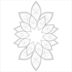 Zentangle flowers in black and white for coloring book. Hand Drawn Flowers for Adult Anti Stress of coloring page in Monochrome  Isolated in white background