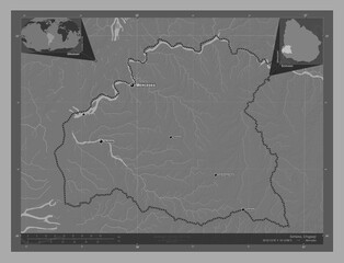 Soriano, Uruguay. Bilevel. Labelled points of cities