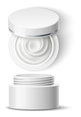 Realistic cream container mockup. White cosmetic jar