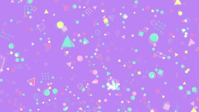 ポップでキュートなグラフィックのアブストラクト背景　ループ　パープル　上昇