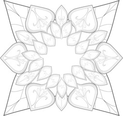 Zentangle flowers in black and white for coloring book. Hand Drawn Flowers for Adult Anti Stress of coloring page in Monochrome  Isolated in white background