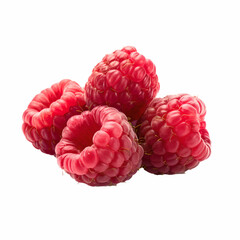 four raspberry in white background Generative AI