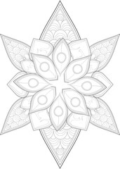 Zentangle flowers in black and white for coloring book. Hand Drawn Flowers for Adult Anti Stress of coloring page in Monochrome  Isolated in white background