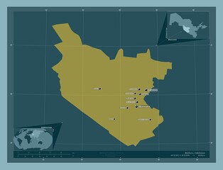 Obraz premium Bukhoro, Uzbekistan. Solid. Labelled points of cities