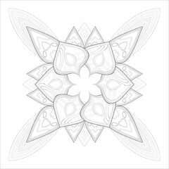 Coloring Page for Fun and Relaxation. Hand Drawn Sketch for Adult Anti Stress. Decorative Abstract Flowers in Black Isolated on White Background.-vector
