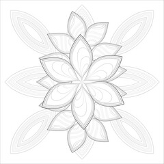 Coloring Page for Fun and Relaxation. Hand Drawn Sketch for Adult Anti Stress. Decorative Abstract Flowers in Black Isolated on White Background.-vector