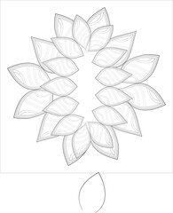 Coloring Page for Fun and Relaxation. Hand Drawn Sketch for Adult Anti Stress. Decorative Abstract Flowers in Black Isolated on White Background.-vector
