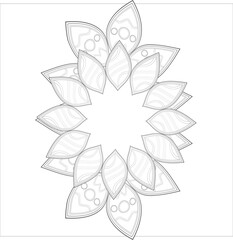 Coloring Page for Fun and Relaxation. Hand Drawn Sketch for Adult Anti Stress. Decorative Abstract Flowers in Black Isolated on White Background.-vector