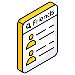 Conceptual flat design icon of friend list