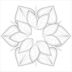 Coloring Page for Fun and Relaxation. Hand Drawn Sketch for Adult Anti Stress. Decorative Abstract Flowers in Black Isolated on White Background.-vector