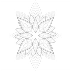 Coloring Page for Fun and Relaxation. Hand Drawn Sketch for Adult Anti Stress. Decorative Abstract Flowers in Black Isolated on White Background.-vector