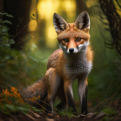 Red Fox in a Forest, Generative AI