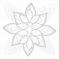 Coloring Page for Fun and Relaxation. Hand Drawn Sketch for Adult Anti Stress. Decorative Abstract Flowers in Black Isolated on White Background.-vector