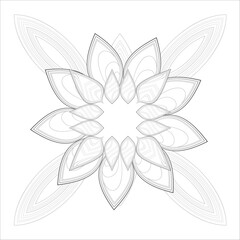 Coloring Page for Fun and Relaxation. Hand Drawn Sketch for Adult Anti Stress. Decorative Abstract Flowers in Black Isolated on White Background.-vector