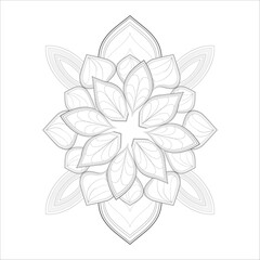 Coloring Page for Fun and Relaxation. Hand Drawn Sketch for Adult Anti Stress. Decorative Abstract Flowers in Black Isolated on White Background.-vector