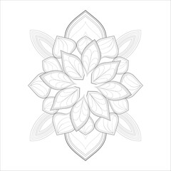 Coloring Page for Fun and Relaxation. Hand Drawn Sketch for Adult Anti Stress. Decorative Abstract Flowers in Black Isolated on White Background.-vector