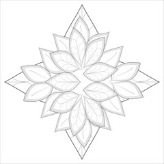 Coloring Page for Fun and Relaxation. Hand Drawn Sketch for Adult Anti Stress. Decorative Abstract Flowers in Black Isolated on White Background.-vector