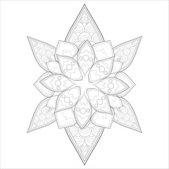 Coloring Page for Fun and Relaxation. Hand Drawn Sketch for Adult Anti Stress. Decorative Abstract Flowers in Black Isolated on White Background.-vector