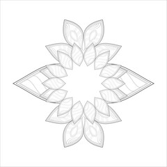 Coloring Page for Fun and Relaxation. Hand Drawn Sketch for Adult Anti Stress. Decorative Abstract Flowers in Black Isolated on White Background.-vector