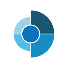 Illustration vector graphic of blue half circle diagram. flat design style. suitable for use for presentations, power point, study, etc. design vector templates