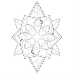 Coloring Page for Fun and Relaxation. Hand Drawn Sketch for Adult Anti Stress. Decorative Abstract Flowers in Black Isolated on White Background.-vector