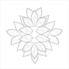 Decorative Doodle flowers in black and white for coloring book, cover or background. Hand drawn sketch for adult anti stress coloring page.-vector