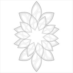 Decorative Doodle flowers in black and white for coloring book, cover or background. Hand drawn sketch for adult anti stress coloring page.-vector