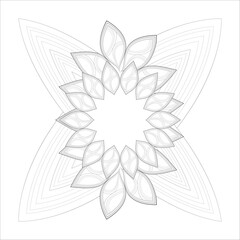 Decorative Doodle flowers in black and white for coloring book, cover or background. Hand drawn sketch for adult anti stress coloring page.-vector